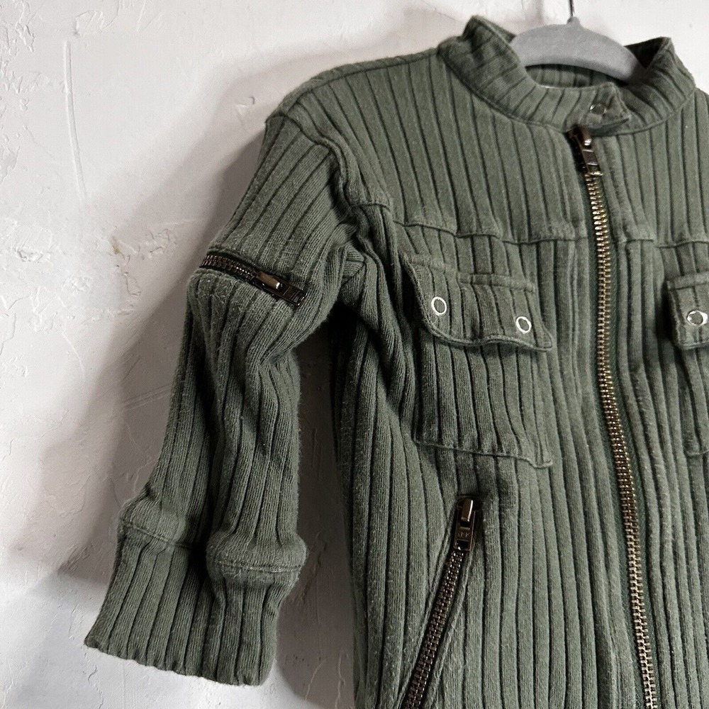 Kate Quinn Organic Cotton Jacket Ribbed Comfort Boys 6-12M Green - Picture 3 of 7